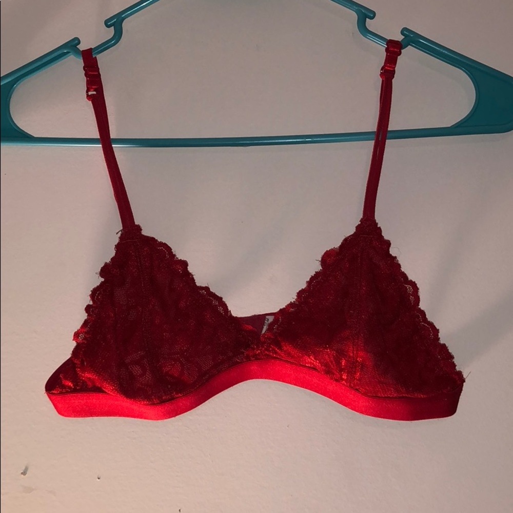 red bralette